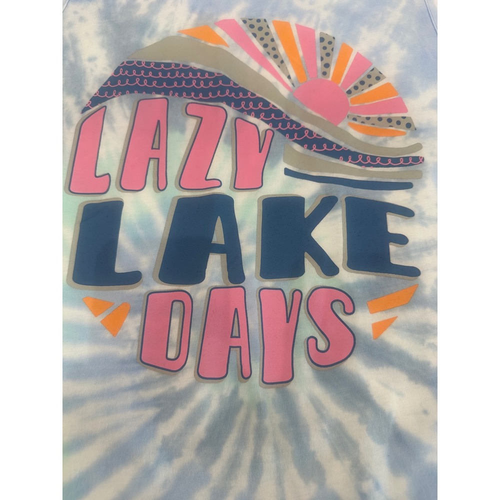 Love & Pineapples Lazy Lake Days Tie Dye Tank Top Blue Green Mens Large - Picture 4 of 9
